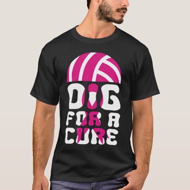 Dig for a cuure Volleyball Oktober Brustkrebs Aw T-Shirt (Vorderseite)