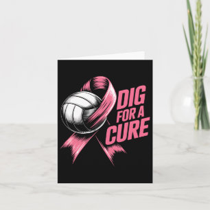 Dig for cuure Ribbon Volleyball Breast Cancer Awar Karte