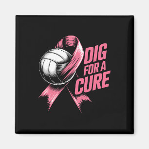 Dig for cuure Ribbon Volleyball Breast Cancer Awar Magnet