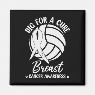 Dig for cuure Ribbon Volleyball Breast Cancer Awar Magnet