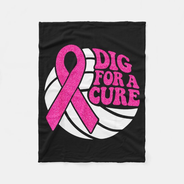 Dig For Nk Ribbon Volleyball Breast Cancer Awarene Fleecedecke (Vorderseite)