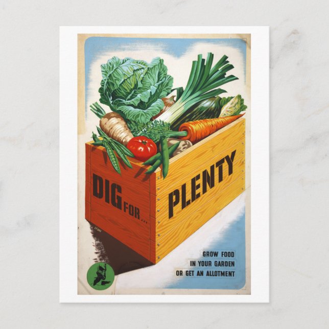 "Dig for Plenty" Vintag Gartenplakat Postkarte (Vorderseite)