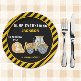 "Dig In! Construction Truck Party for 2nd Birthday Pappteller