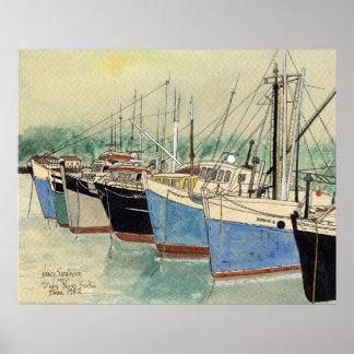 Digby, Nova Scotia, Fischerboote, Aquarell Poster
