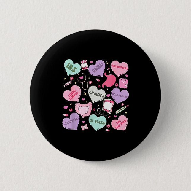 Digestive Divas Gastroenterology Nurse Valentine E Button (Vorderseite)