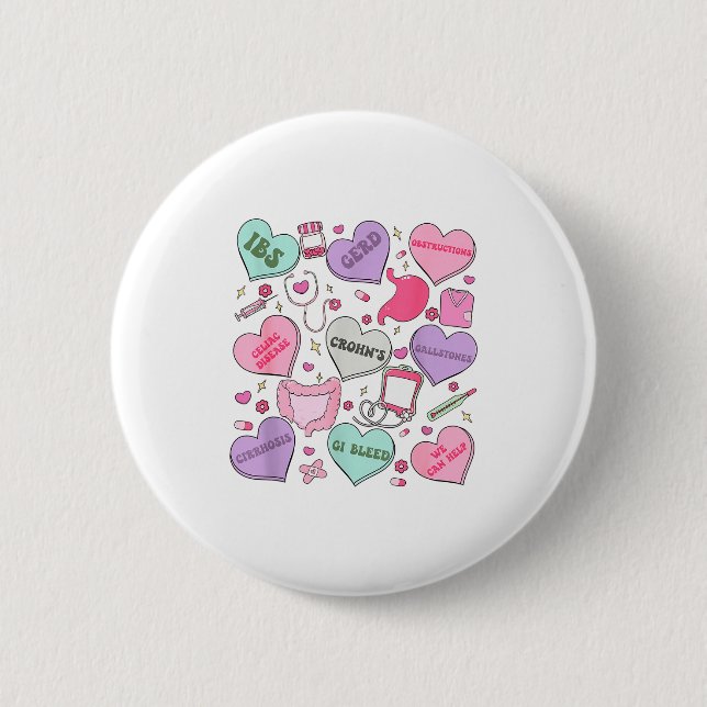 Digestive Divas Gastroenterology Nurse Valentine E Button (Vorderseite)