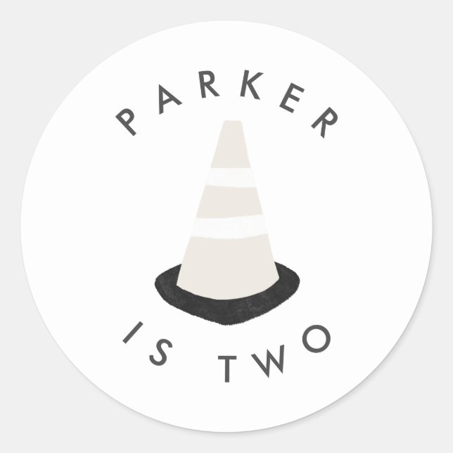 Digger Construction Birthday Party Cone Aufkleber (Vorderseite)