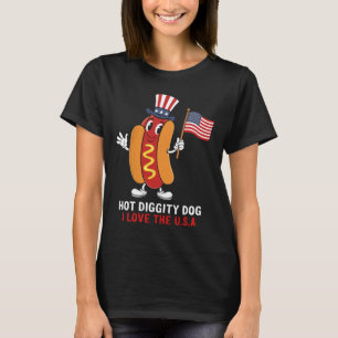 Diggity Hund I Liebe The USA Patriotic Hot Dog 4th T-Shirt