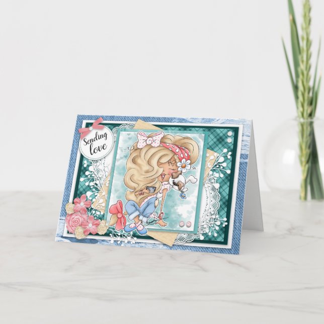 Digi Doodles sendet Liebe Grußkarte Karte (Vorderseite)