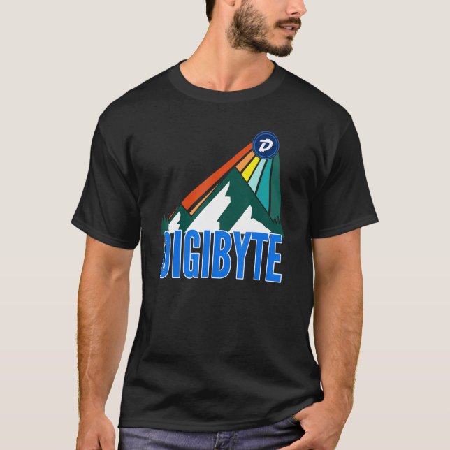 Digibyte Dgb Crypto Mountain Sun Rays Cryptocurren T-Shirt (Vorderseite)