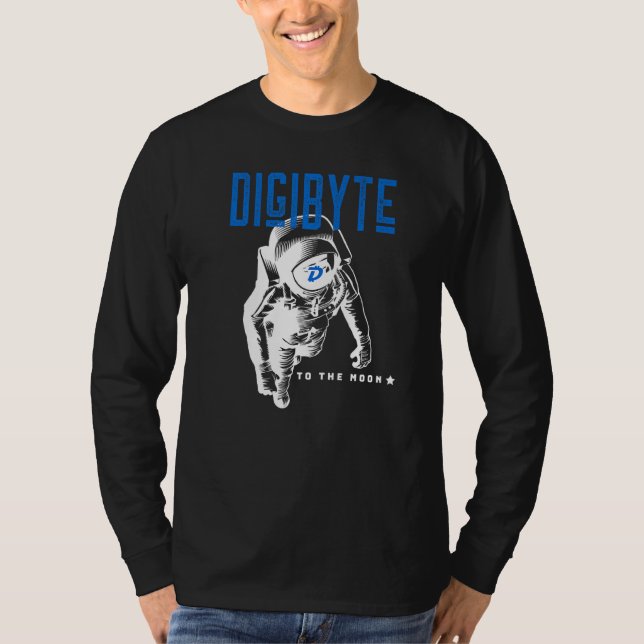 Digibyte zum Mond Krypto Astronaut Cryptocurry T-Shirt (Vorderseite)