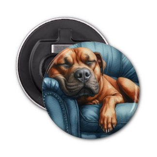 DigiPups Pitbull Dog Sleeping Recliner Nickerchen Flaschenöffner