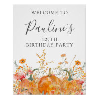 DIGITAL 100. Geburtstag Pumpkin Wildblume Willkomm