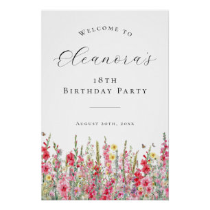 DIGITAL 18. Geburtstag August Geburtstag Blume Wil Poster