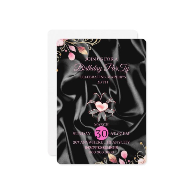 Digital 50th Birthday Party Invitation Template, L Einladung (Vorderseite/Rückseite Beispiel)