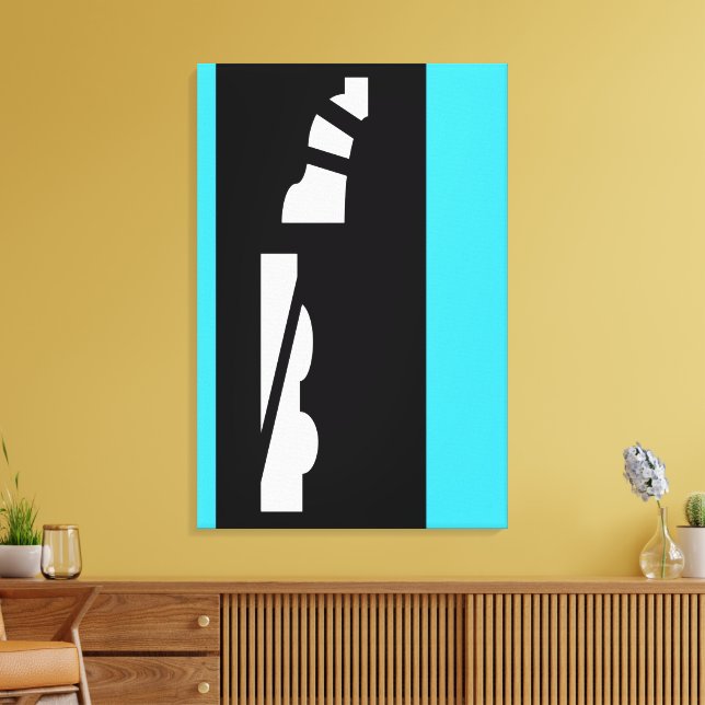 Digital Abstrakt Black, White & Aqua Canvas Print Leinwanddruck (Insitu (Wohnzimmer))
