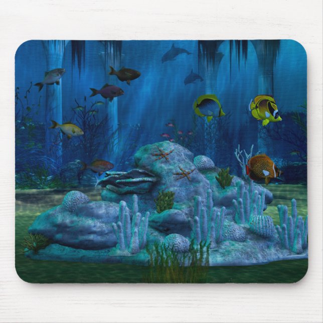 Digital Aquarium in Deep Sea 3D Mousepad (Vorne)