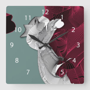 Digital Art Abbildung Quadratische Wanduhr