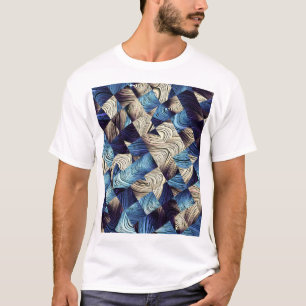 Digital Art Blue Abstrakt Squares T-Shirt