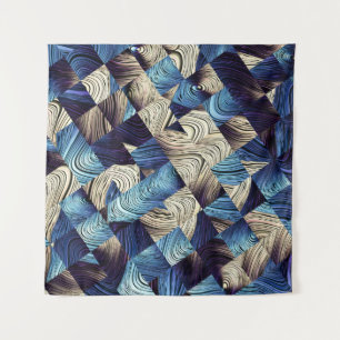 Digital Art Blue Abstrakt Squares Wandteppich