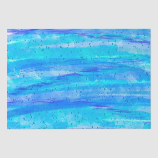 Digital Art Blue und Lila Waves Abstrakt Seidenpapier (Vorderseite)