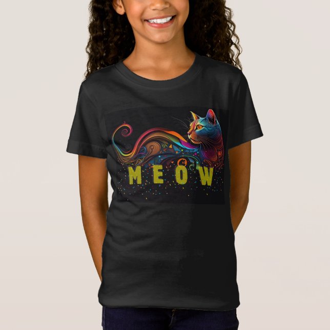 Digital Art Cat T - Shirt für KIDS (Vorderseite)