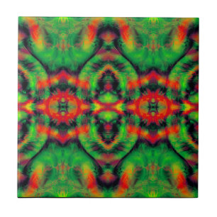 Digital Art Red Yellow Green Abstrakt Patches Fliese