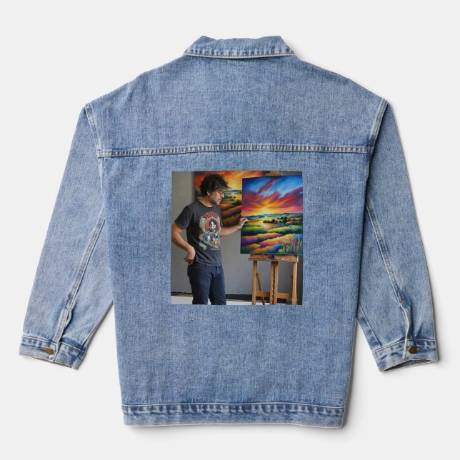 Digital Art Women's Denim Jacket Perfect Fit Jeansjacke (Rückseite)