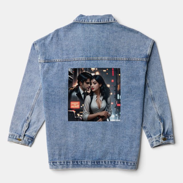 Digital Art Women's Denim Jacket Perfect Fit Jeansjacke (Rückseite)