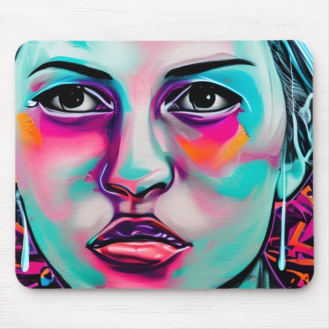 Digital Art Women's Face AI Generated Lady's Face Mousepad (Vorne)
