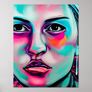 Digital Art Women's Face AI Generated Lady's Face Poster