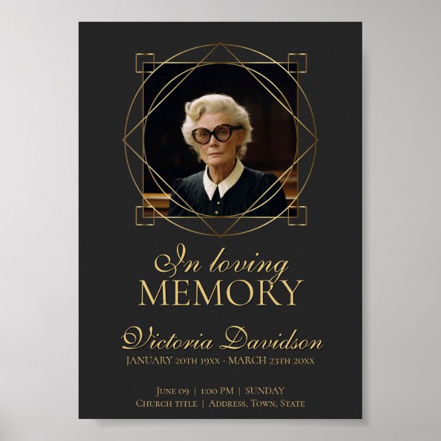 Digital Beerdigung Ankündigung Post Dunkelgrau Poster (Vorne)