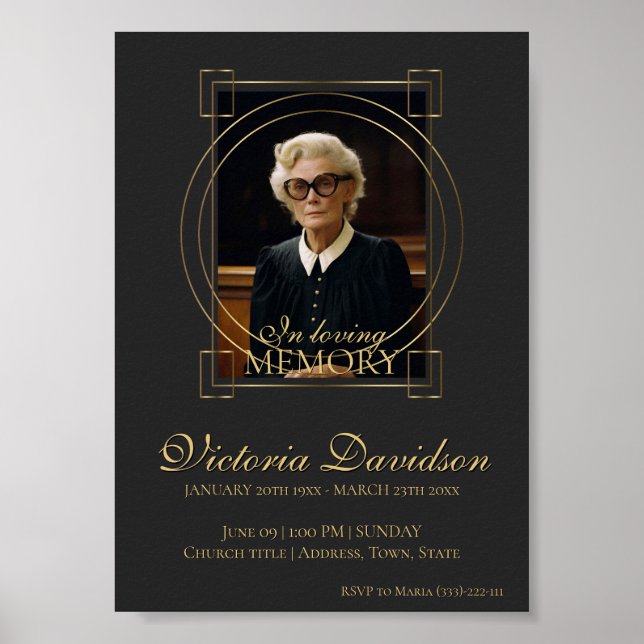 Digital Beerdigung Ankündigung Post Dunkelgrau Poster (Vorne)