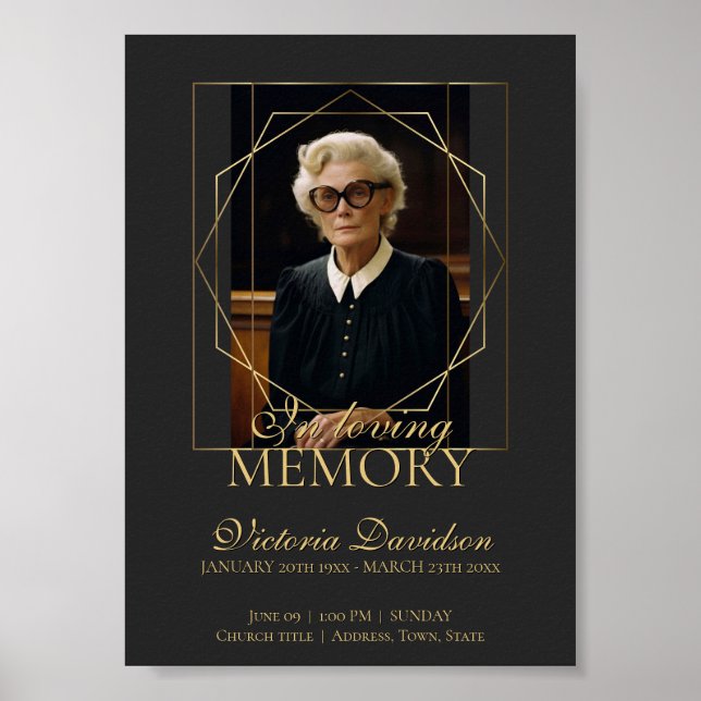 Digital Beerdigung Ankündigung Post Dunkelgrau Poster (Vorne)