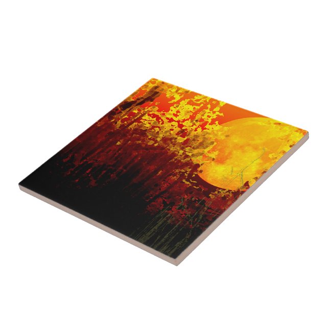 Digital beleuchtete Bambusmoon-Malerei Fliese (Seite)