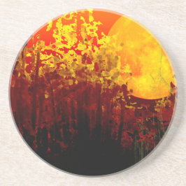 Digital beleuchtete Bambusmoon-Malerei Getränkeuntersetzer