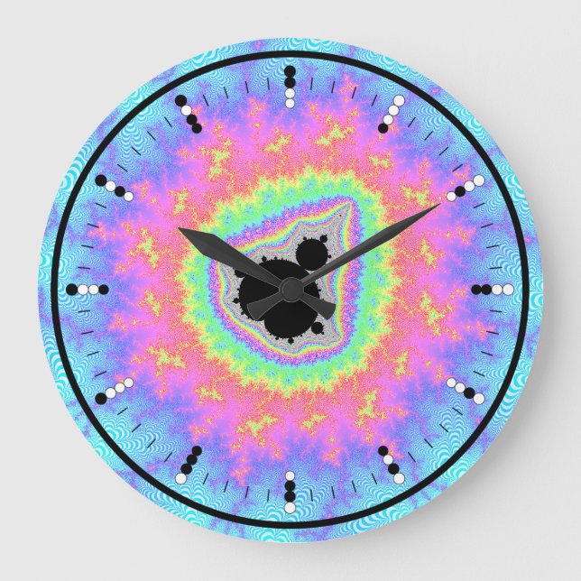 Digital (Binary) Analog Clock w Mandelbrot Fractal Große Wanduhr (Vorderseite)