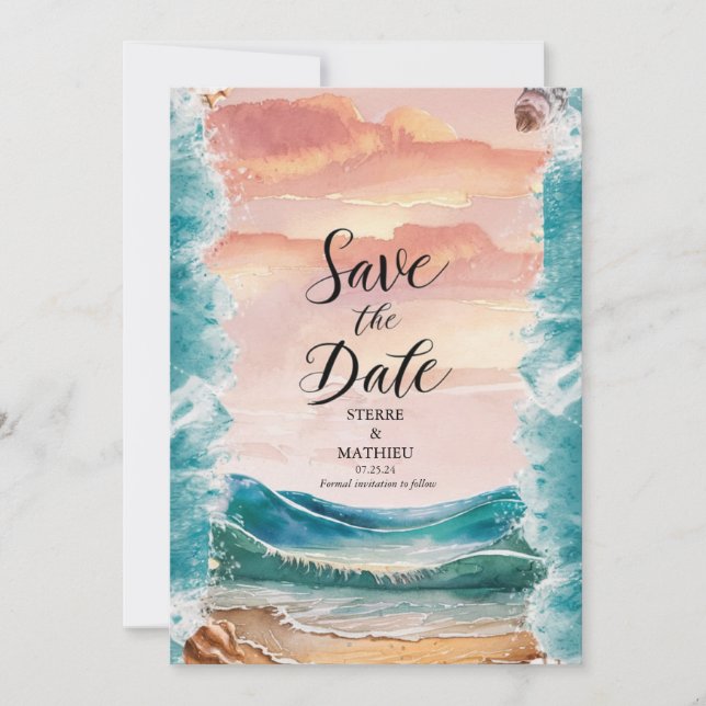 Digital Boho Beach Wedding Save The Date (Vorderseite)