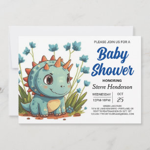Digital Boho Enchanted Dinosaur Boy Baby Shower Einladung