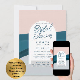 DIGITAL Brautparty Invite Blue Pink Navy Einladung