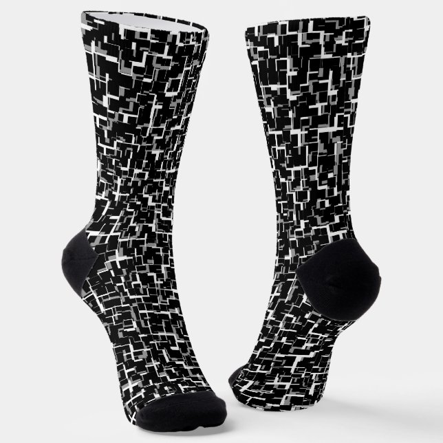 Digital Camo Schwarz Weiß Muster Socken (Gewinkelt)