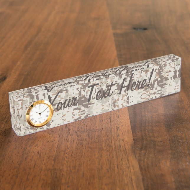 Digital Camouflage Beige Dekoration Namensplakette (Seite)