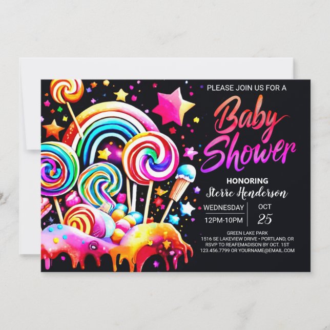 Digital Candyland Baby Dusche Einladung (Vorderseite)