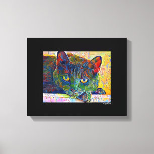 Digital Cat Art Wrapped Canvas Leinwanddruck