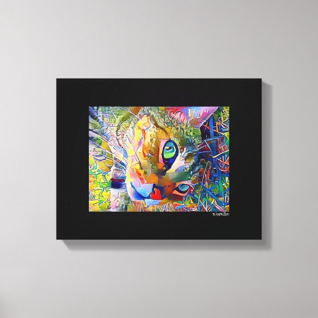 Digital Cat Art Wrapped Canvas Leinwanddruck (Vorderseite)