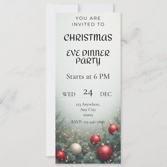 Digital Christmas Eve Dinner party Invitation Einladung (Vorderseite)