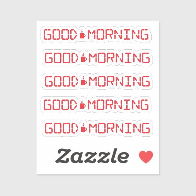 Digital Clock Good Morgenkaffee Tasse Früher Vogel Aufkleber (Blatt)