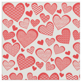 Digital Collage Style Red Gemustert Hearts Stoff
