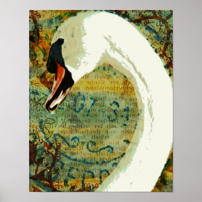 Digital Collage Swan Poster (Vorne)