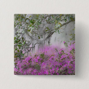 Digital Composite of Azaleas and Magnolia tree Button